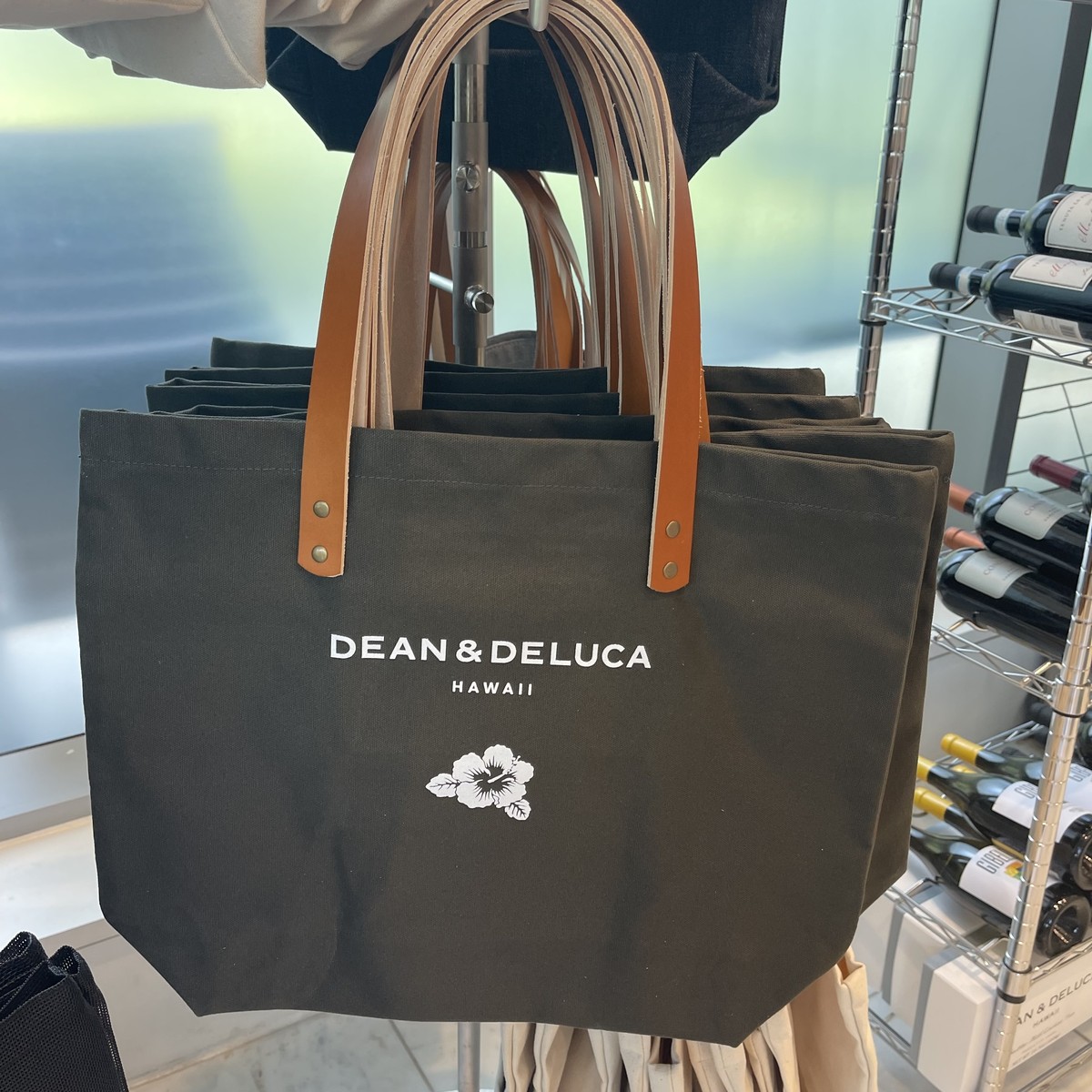 新作dean＆deluca ディーン＆デルーカ・olive・レザーハンドルトートバッグ ラージサイズ 送料無料 Big Mahalo