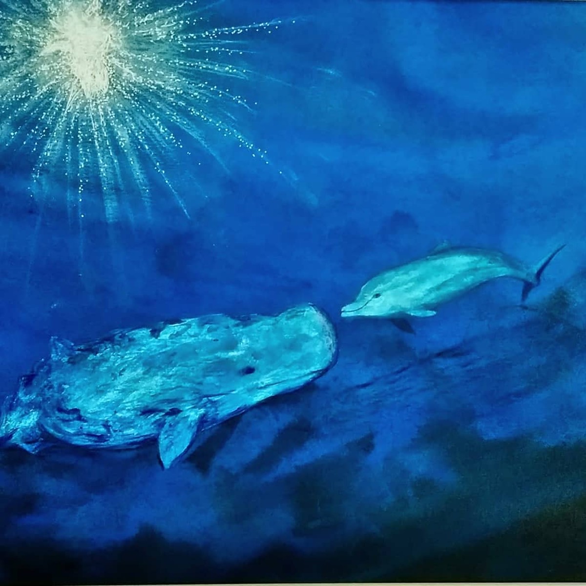 ドローイング ペインティング 子クジラとイルカ Haruminn