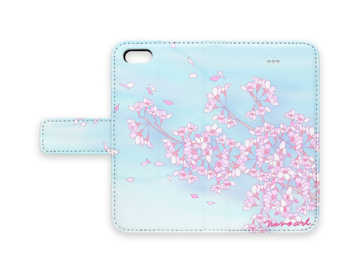Mamoart 手帳型iphoneケース ベルトあり 散る桜 Mamoart