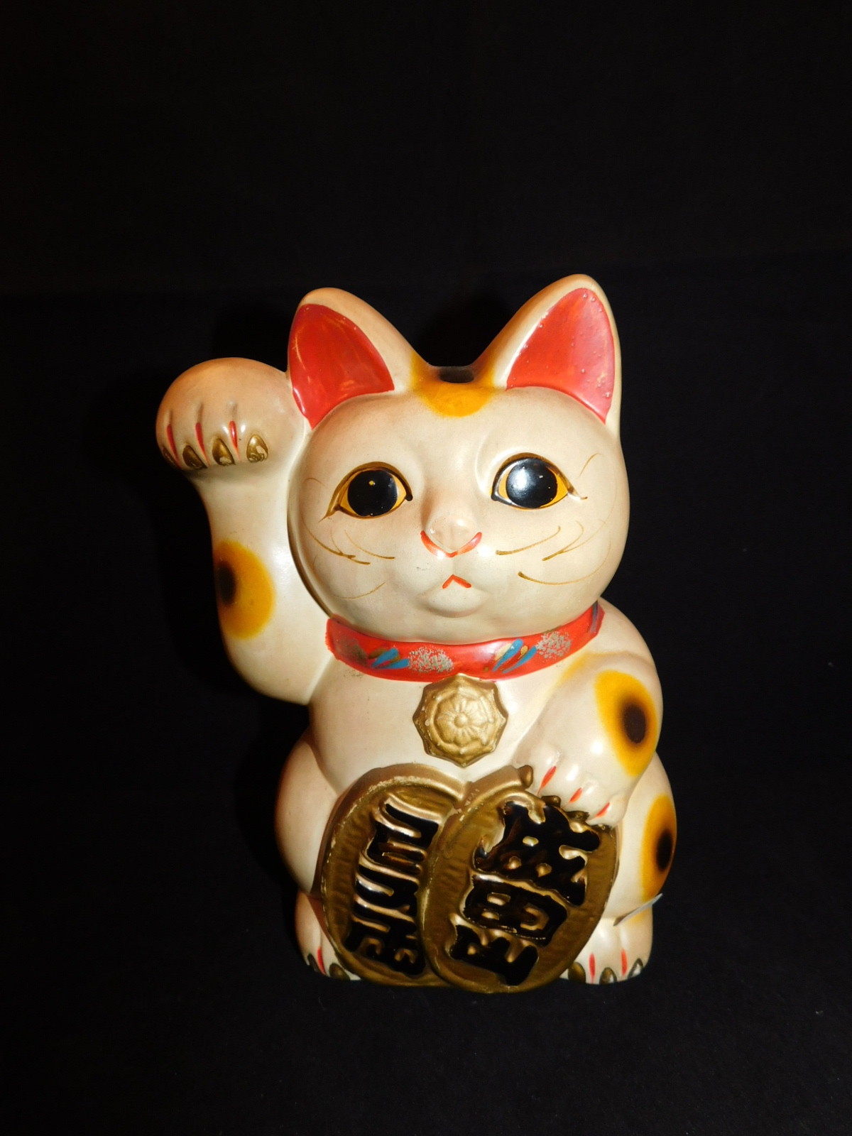 陶器招き猫 (右手) pottery beekoning cat(No23) | 春夏秋冬（しき）アンティークス