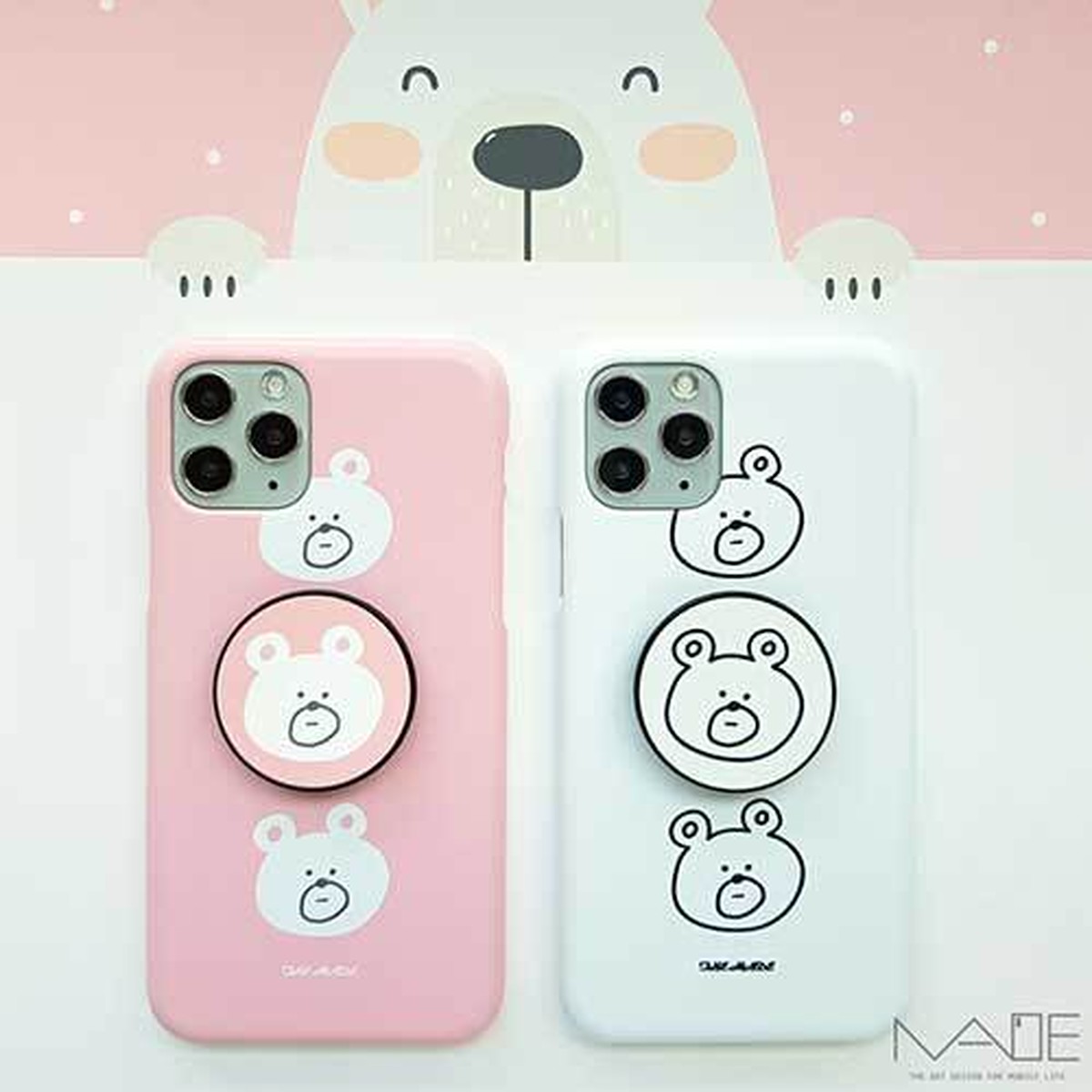 Iphone用ケース アンドロイド用ケース スタンド おしゃれ スマホリング ホールドリング パステルカラー 淡い かわいい キャラクター 動物 イラスト Bear くま しろくま Sti 151 Hanholic Jp Iphoneケース スマホアクセサリー 輸入雑貨