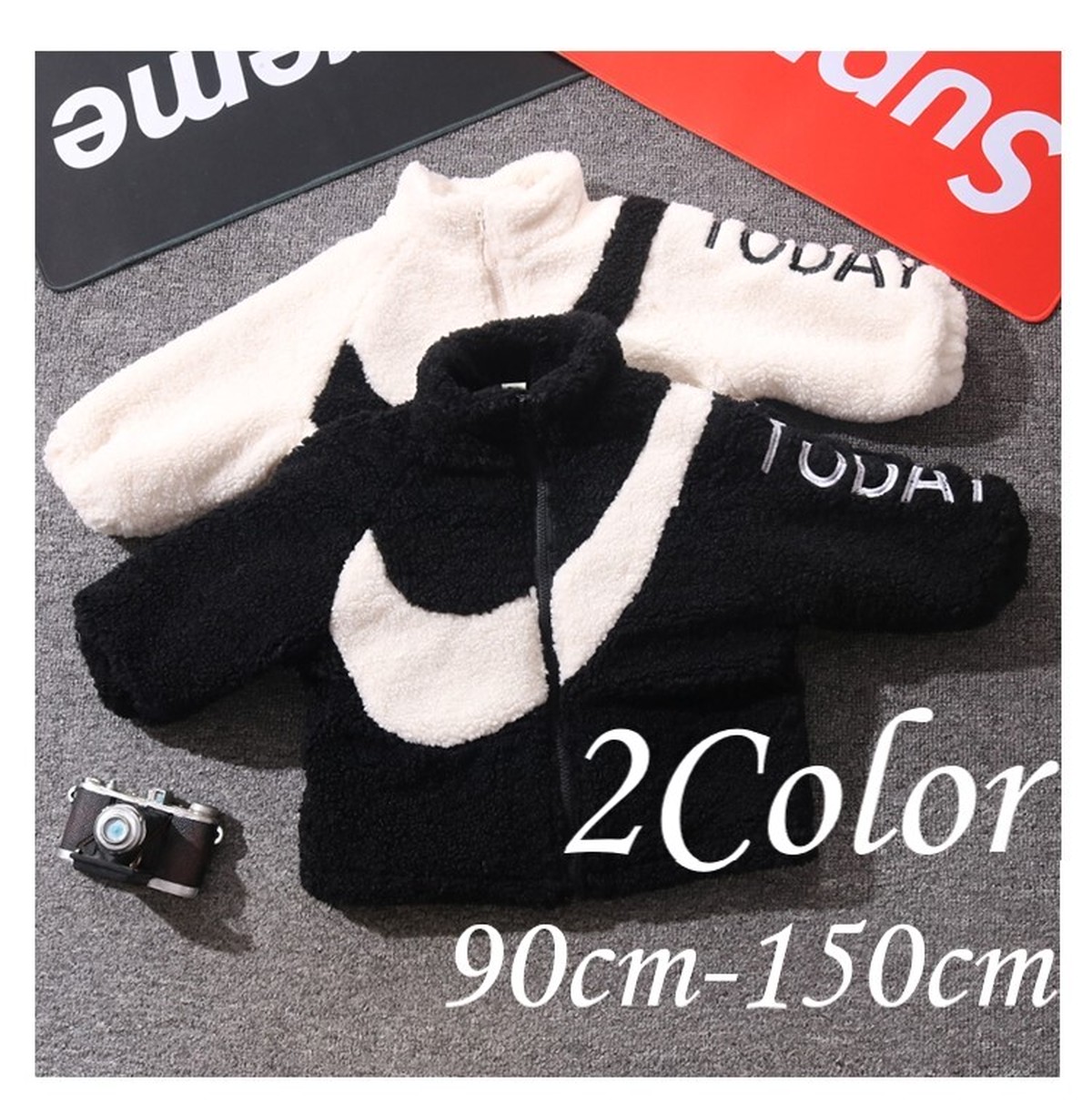 予約商品 ナイキ風ボアジャケット 子供服 キッズ 子ども服 男の子 女の子 アウター ジャケット ブルゾン コート 襟なし ノーカラー アメカジ カジュアル アウトドア ボア ファー 小学生 幼稚園 保育園 おしゃれ かわいい かっこいい 温かい 暖かい 防寒 防寒着 Lavoro