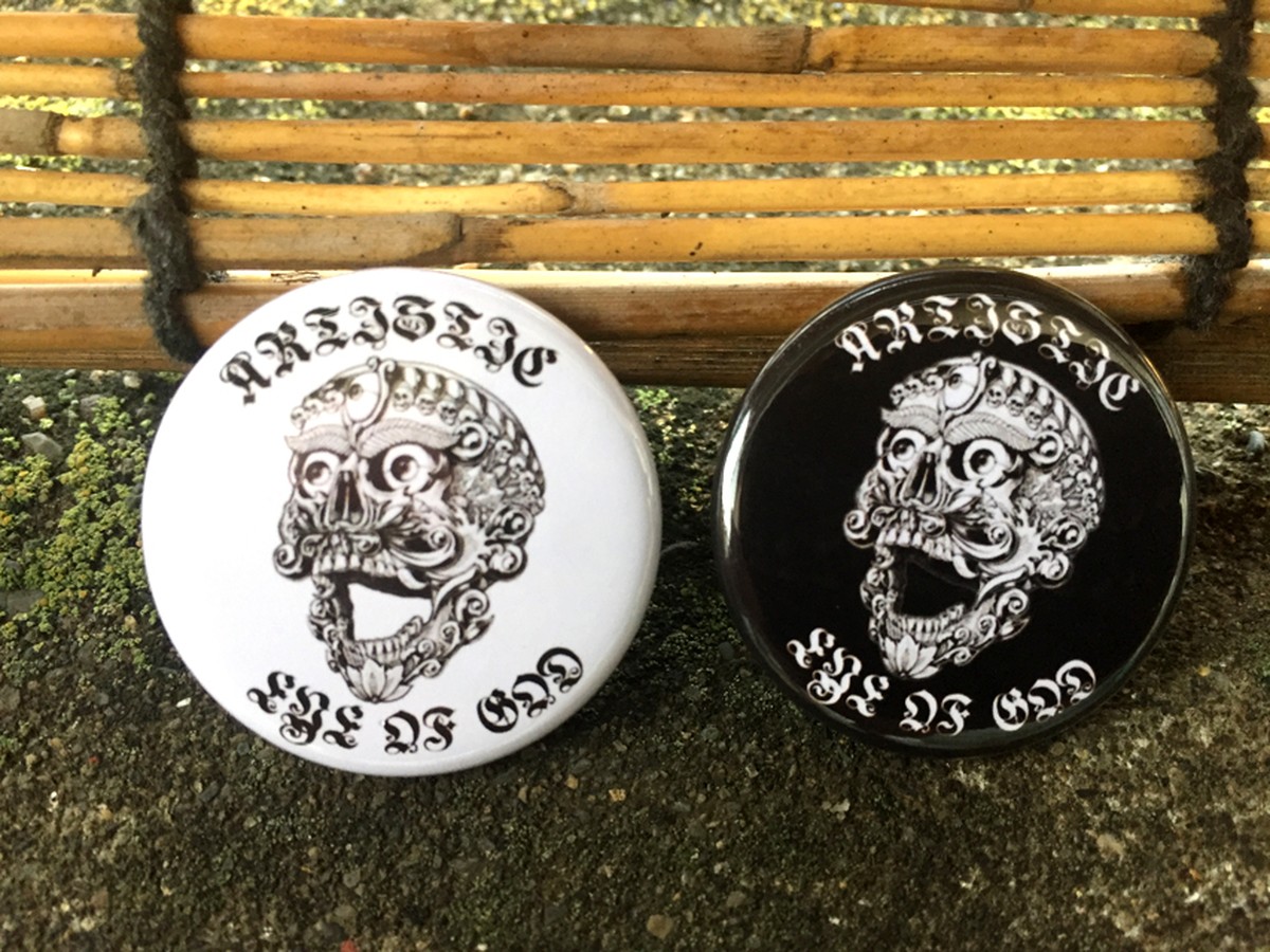Tibetan Skull Buttun 2 缶バッチセット ステッカー付 神眼芸術tokyo