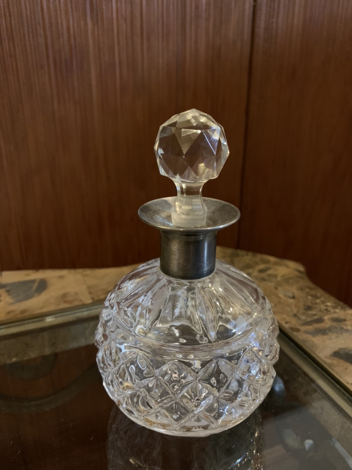 フランス シルバーガラス香水瓶 シルバー950 純銀の+crystalchambers.co.uk