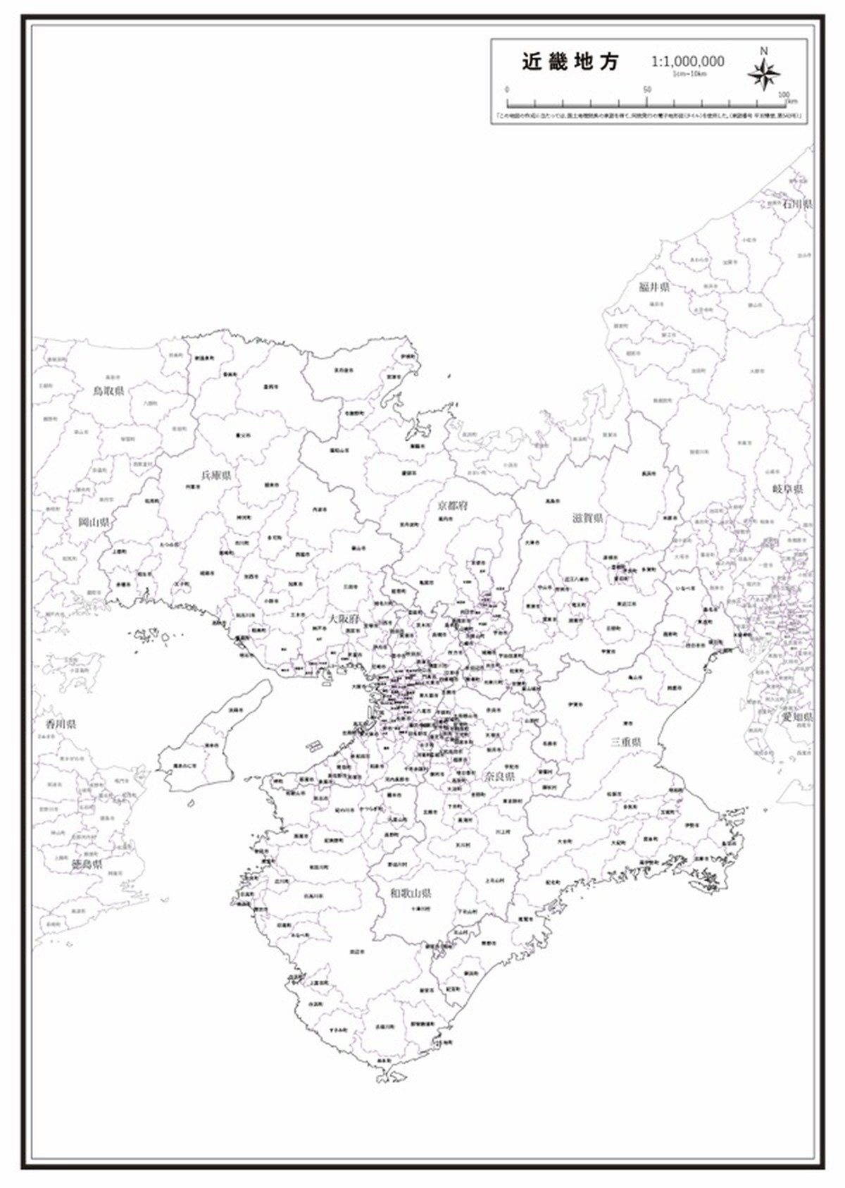 P3近畿地方 市町村名 K Kinki P3 楽地図 日本全国の白地図ショップ