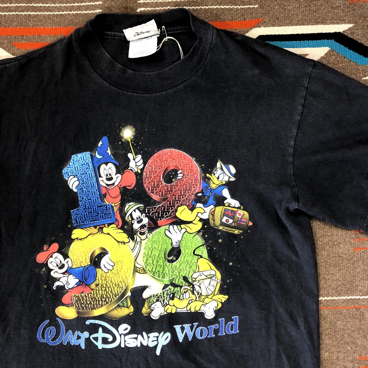 ディズニー ミッキー ミニー ドナルド ディズニーランド ビンテージ Tシャツ Walt Disney World 黒 M ヴィンテージ古着 アンティーク商品取扱い Black Smith ブラックスミス ミッドセンチュリー 昭和アンティーク