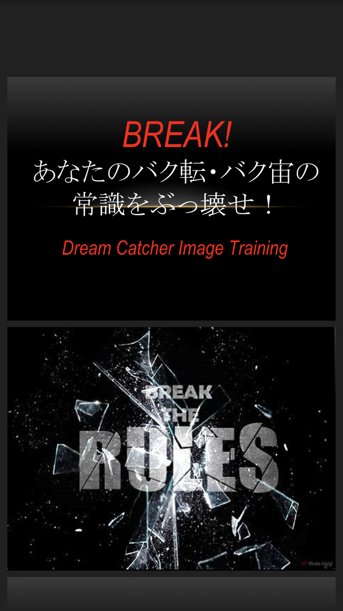 Break あなたのバク転 バク宙の常識をぶっ壊せ Dream Catcher Image Toraining Kazutoriker