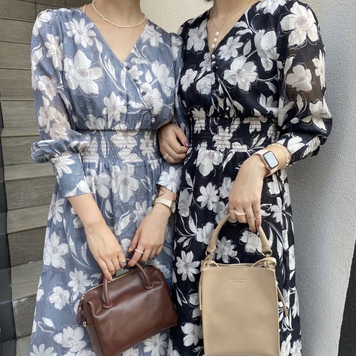 オリエンタル花柄ジャガードワンピース Every Very Niceclaup Forple