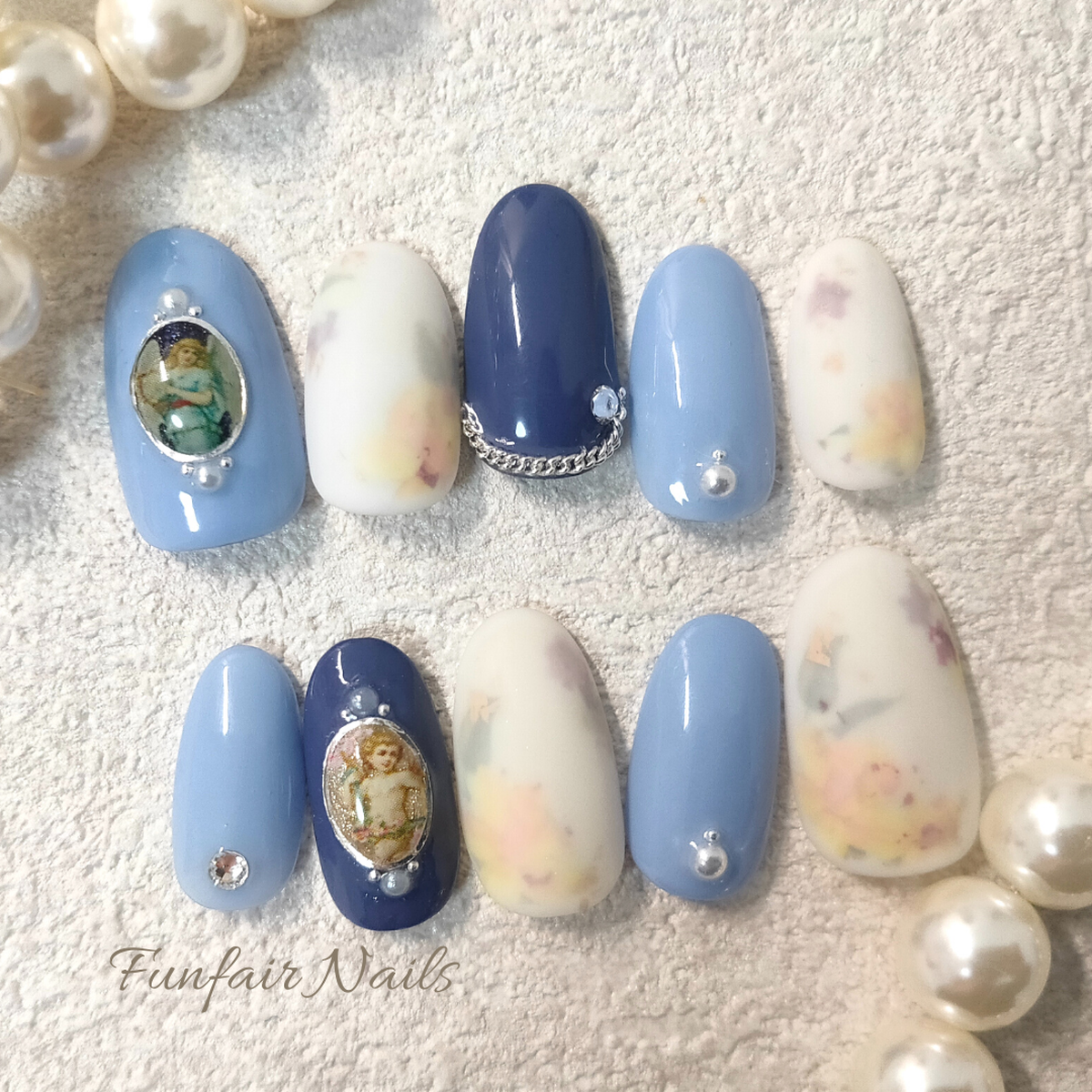 エンジェルブローチネイル ネイルチップ 天使 エンジェル ブローチ Funfair Nails