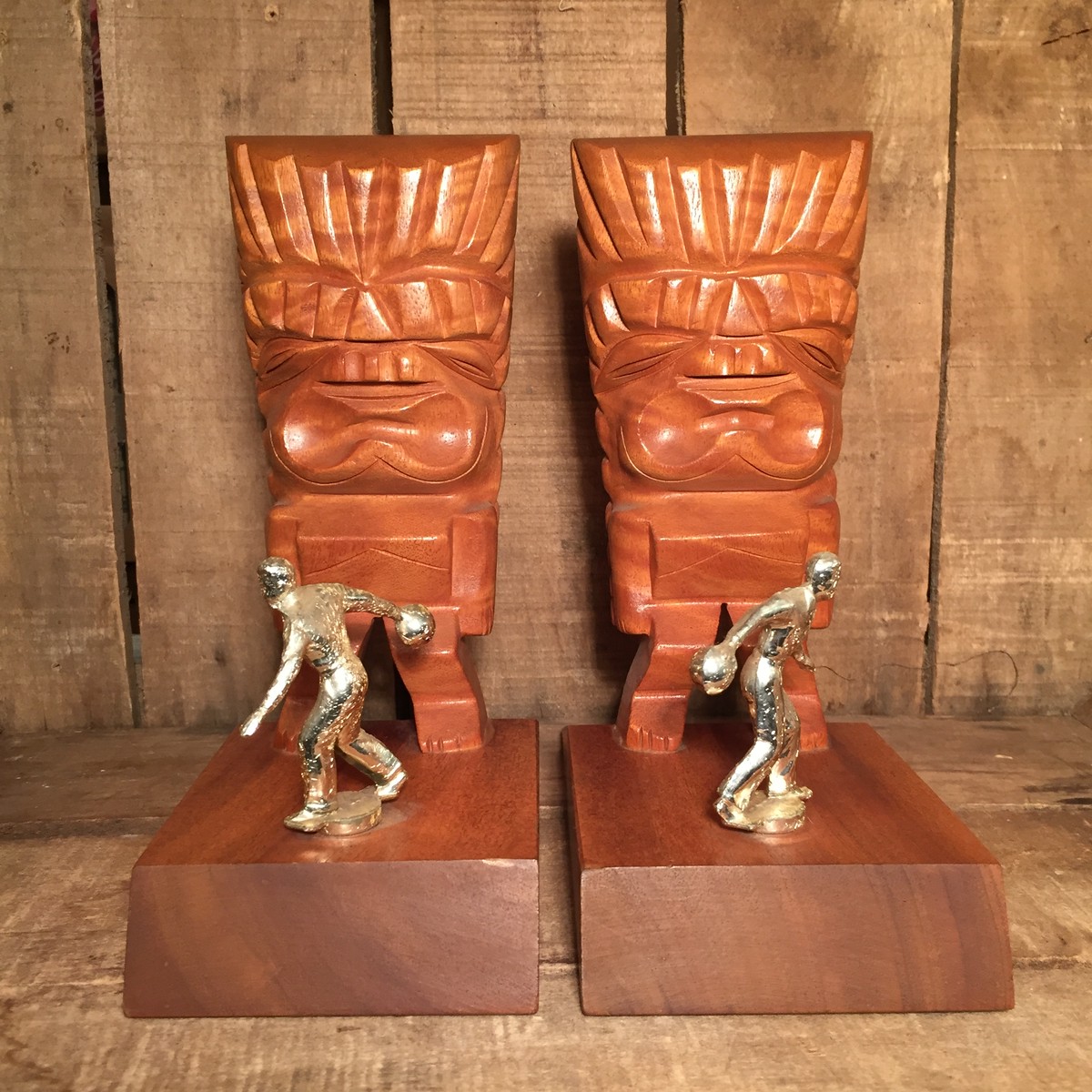 Vintage Hawaii Tiki Trophy Bookends goodfun
