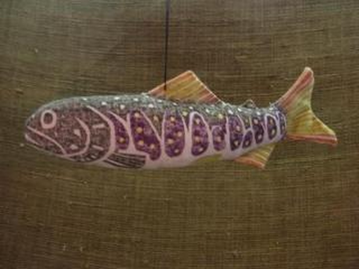 イワナ 岩魚 木版手染めぬいぐるみ 魚シリーズ 真工藝 真工芸