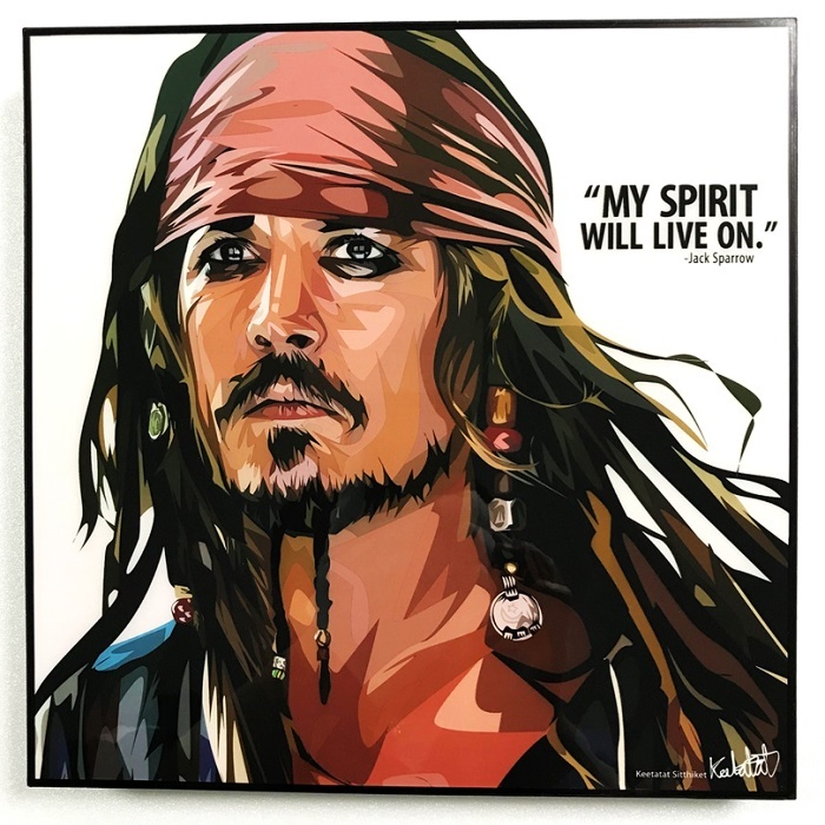 Jack Sparrow ジャック スパロウ パイレーツ オブ カリビアン ポップアートパネル Keetatat Sitthiket ジョニーデップ フレーム ボード グラフィック ウォール 絵画 壁立て 壁掛けインテリア 額 ポスター プレゼント ギフト インスタ映え 映画 キータタットシティ