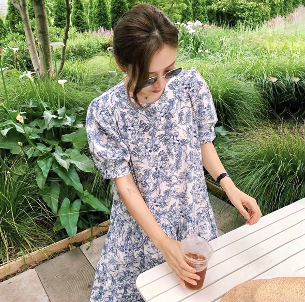 爆売り Bella Mar タイダイグラデーション花柄ブルー ワンピース お洒落無限大 Rockologyutah Com