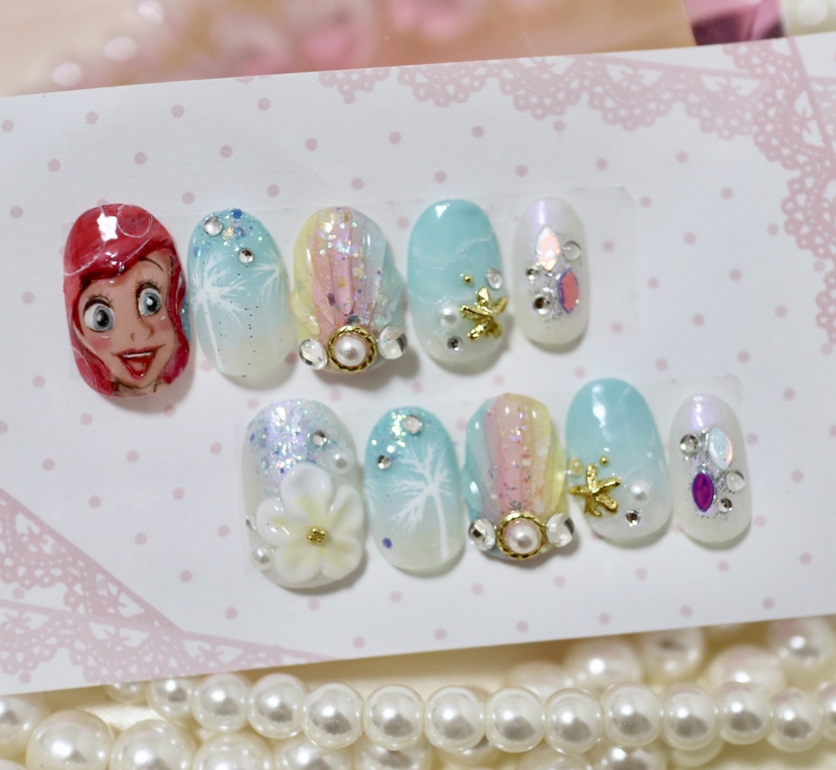 アリエルネイルチップ 痛ネイル ディズニー Otsumami Nail