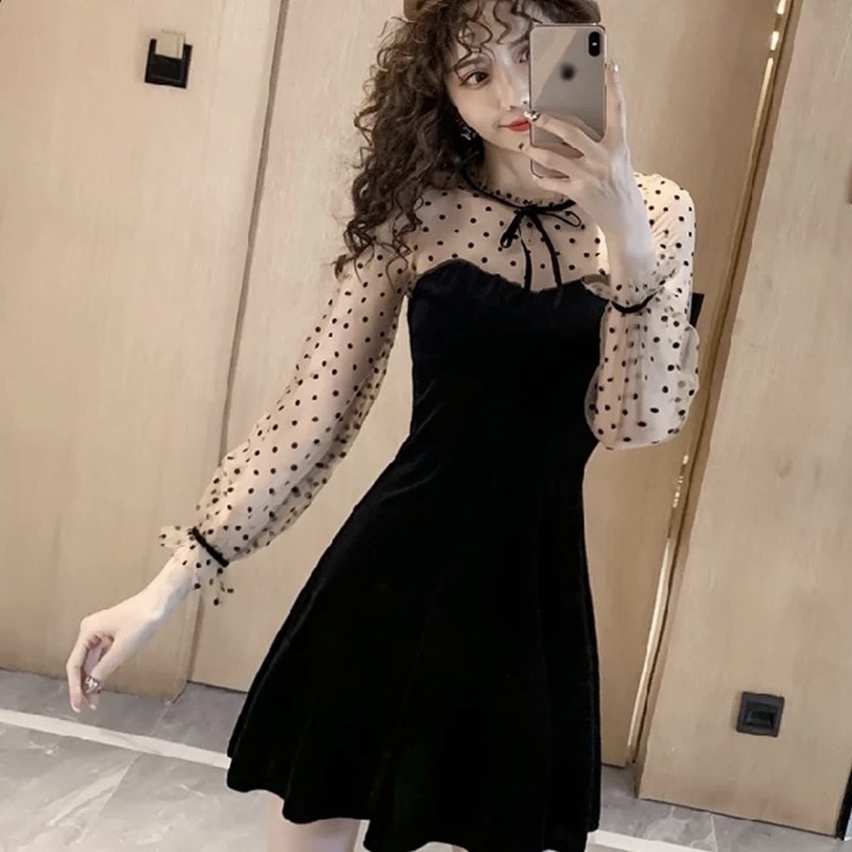 ランキング第1位 ひなみ様 専用 ブラック ドレス シースルードット ミニワンピース Hr Com