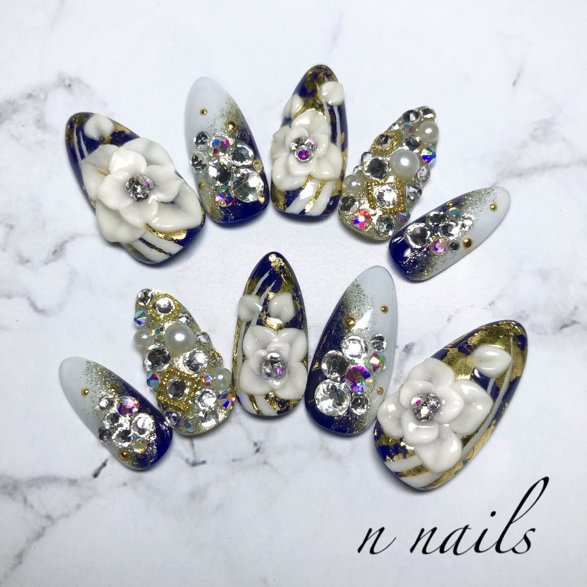 成人式 青 ネイルチップ Nnails