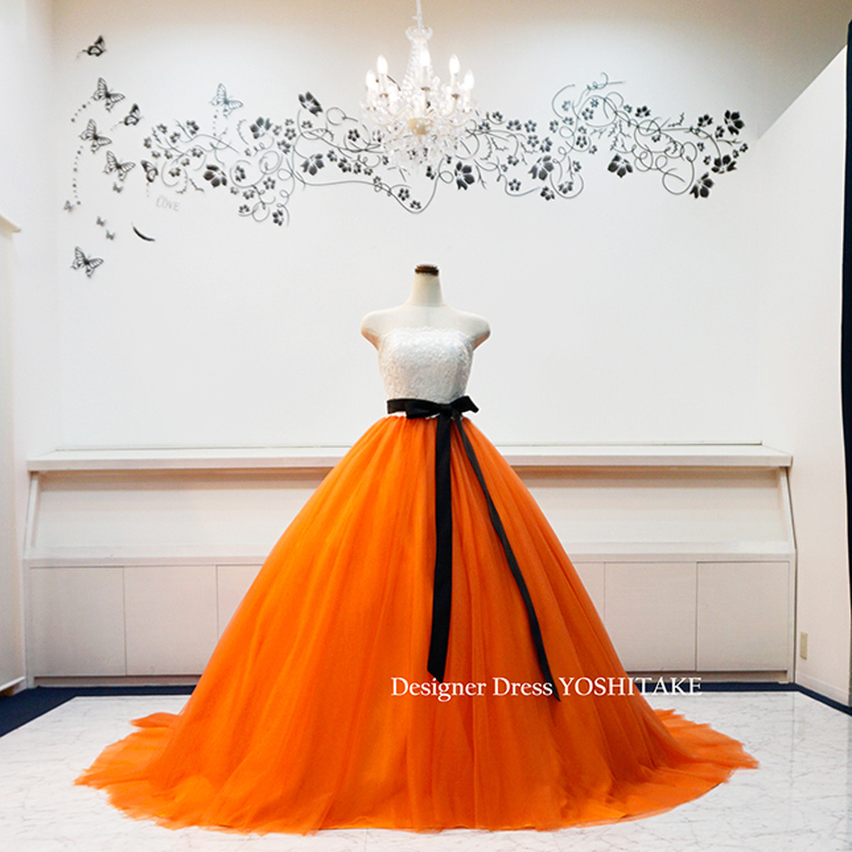 珍しい オレンジドレス ひざ丈スカート Slcp Lk