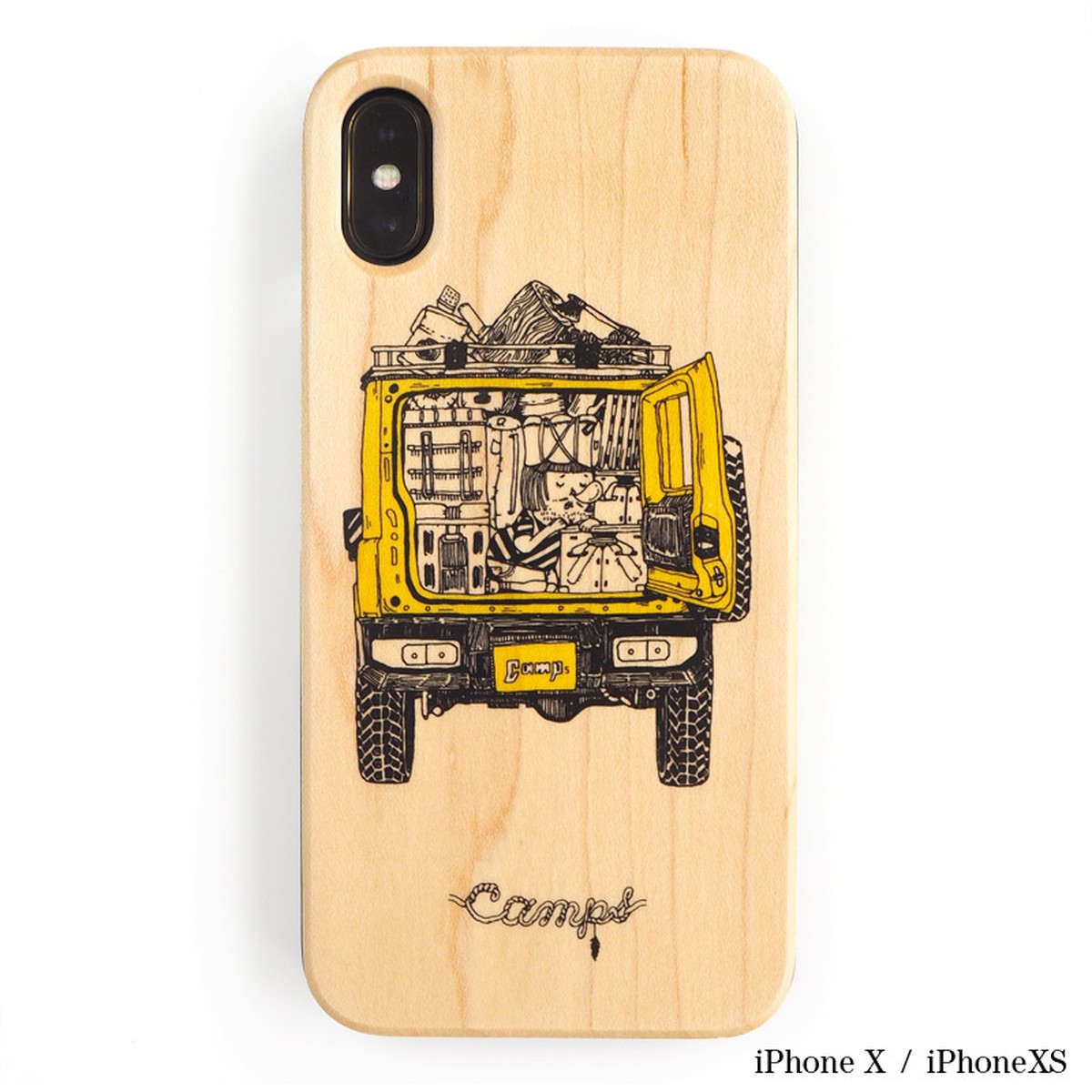 Camps Iphoneケース テトリス積載de車中泊 ジムニー Wood 木製カバー Camps