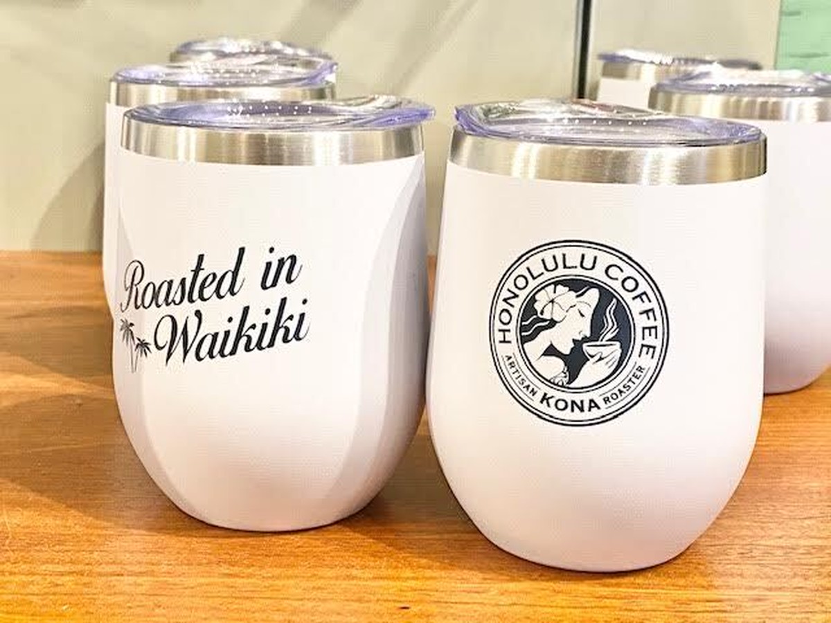 Honolulu Coffee ハワイ限定 希少 ホノルルコーヒー ロゴ ステンレス タンブラー 白 354ml 12oz ハワイ Hawaii 保冷 保温 マイボトル マグボトル 水筒 ステンレスボトル 蓋付き ハイビスカス コナコーヒー 海外雑貨 プレゼント ギフト 贈り物 テレワーク Puahawaii