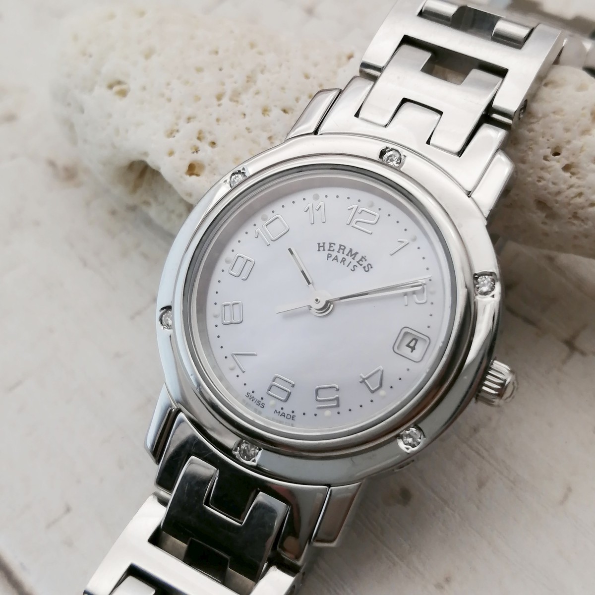 HERMES エルメス クリッパー ナクレ ダイヤ レディース 腕時計 | Masaco Vintage （マサコ ヴィンテージ ）腕時計やアクセサリーのお店