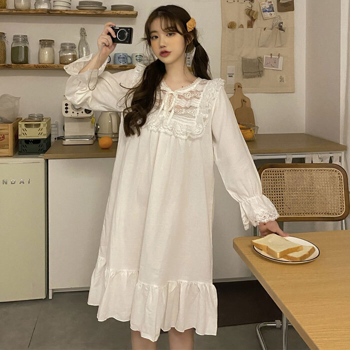 希少 Balcony ホームウエアレースリボーンパジャマワンピース 2色 在庫一掃最安挑戦 Theblindtigerslidell Com