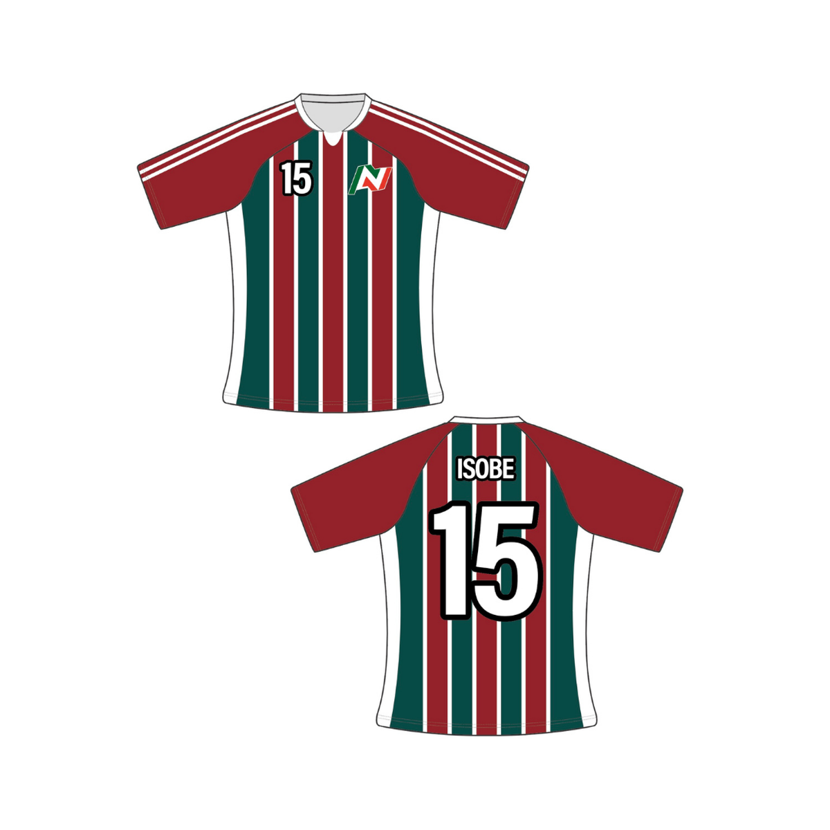 オーダーサッカー フットサル昇華プリントユニフォーム赤緑縞 Univ Wear Online Store カスタムオーダーユニフォーム公式ショップ