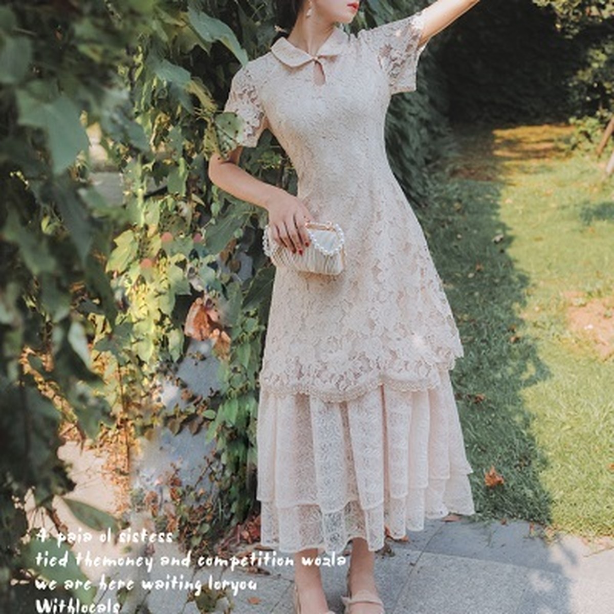 還元祭 ワンピース ドレス パーティードレス お呼ばれ デート レース シースルー ロングワンピース マキシ丈 ガーリー 可愛い 襟付き 累計販売2万枚突破 Gdpcambodia Org