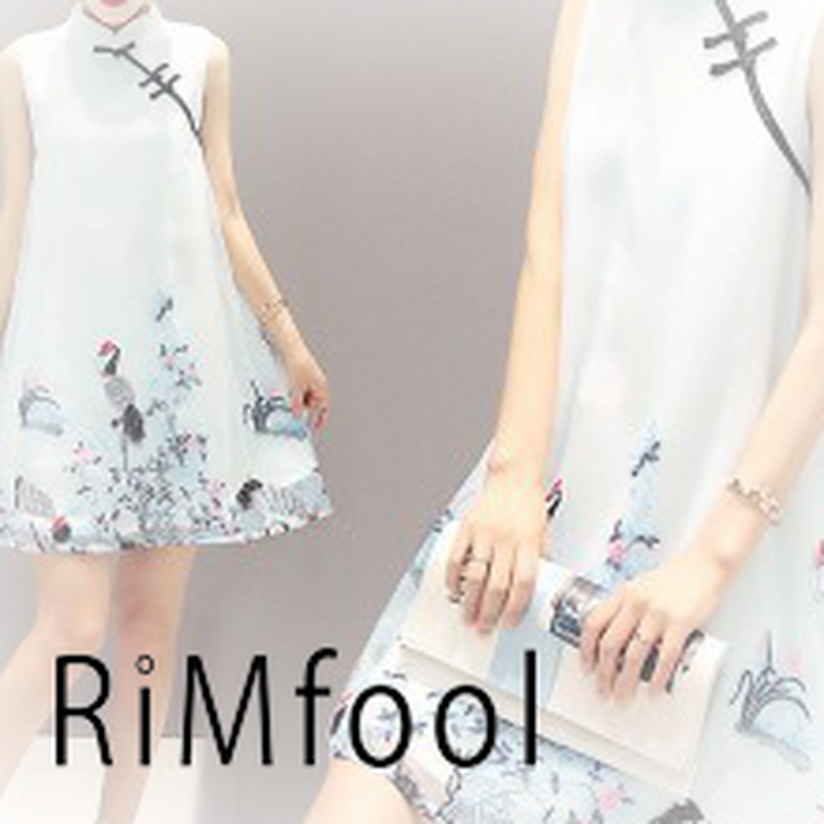 ワンピース 半袖 ノースリーブ ショート丈 花柄 ミニ チャイナドレス 上品 結婚式 パーティー ドレス Good Clothes Rimfool