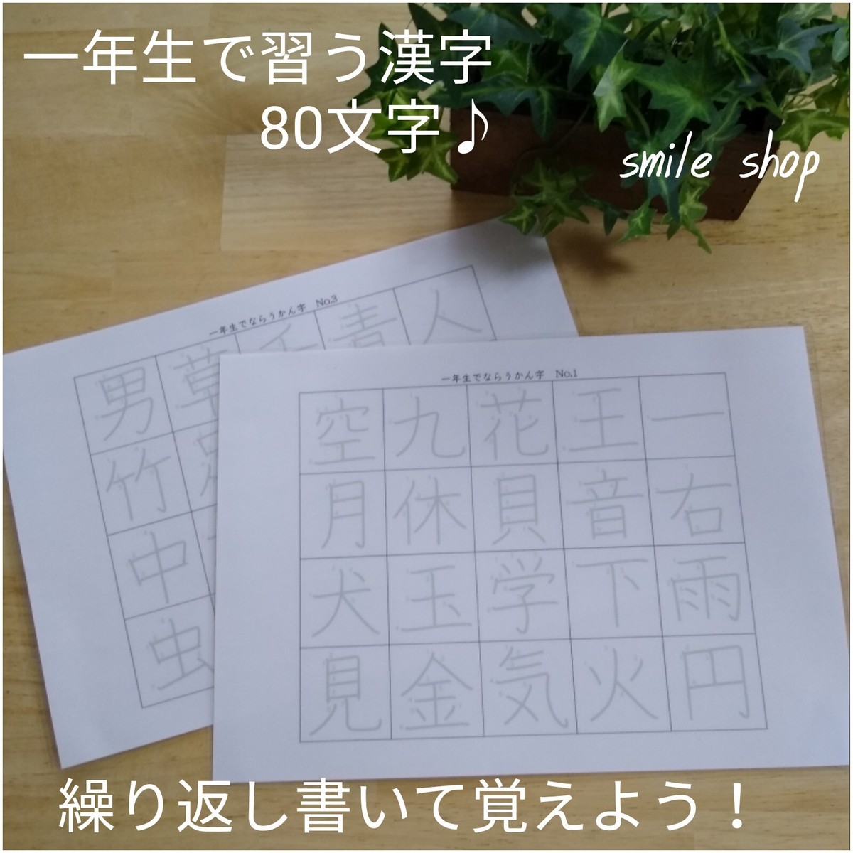 漢字練習表 一年生で習う漢字 80文字 消せるマーカー付き Smile Shop