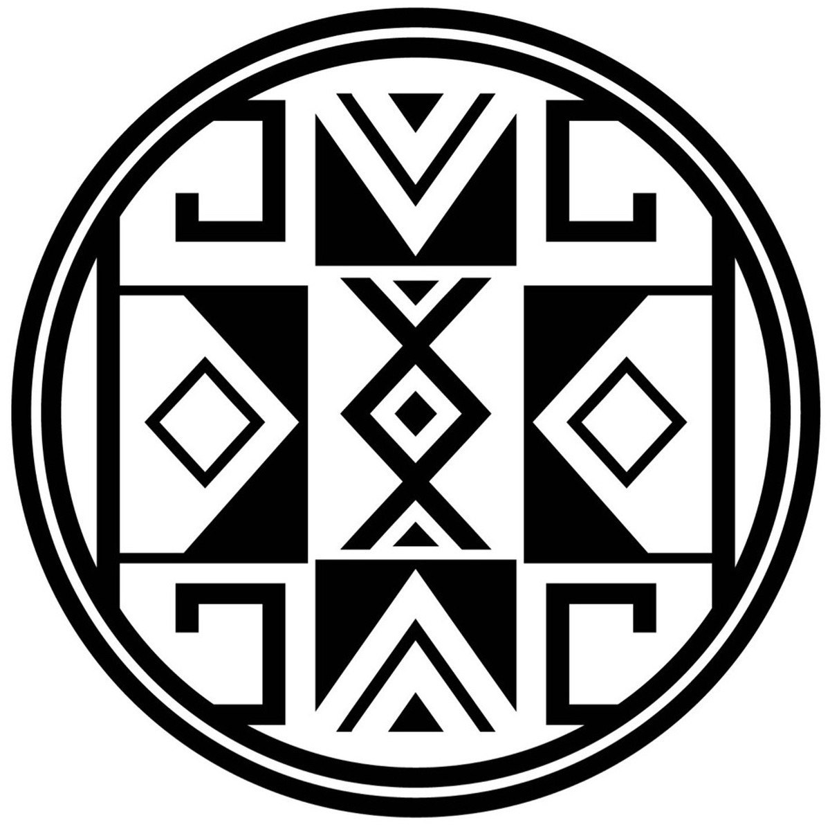 カッティングシート 丸型 ネイティブアメリカン 柄 シンプル ステッカー Htd