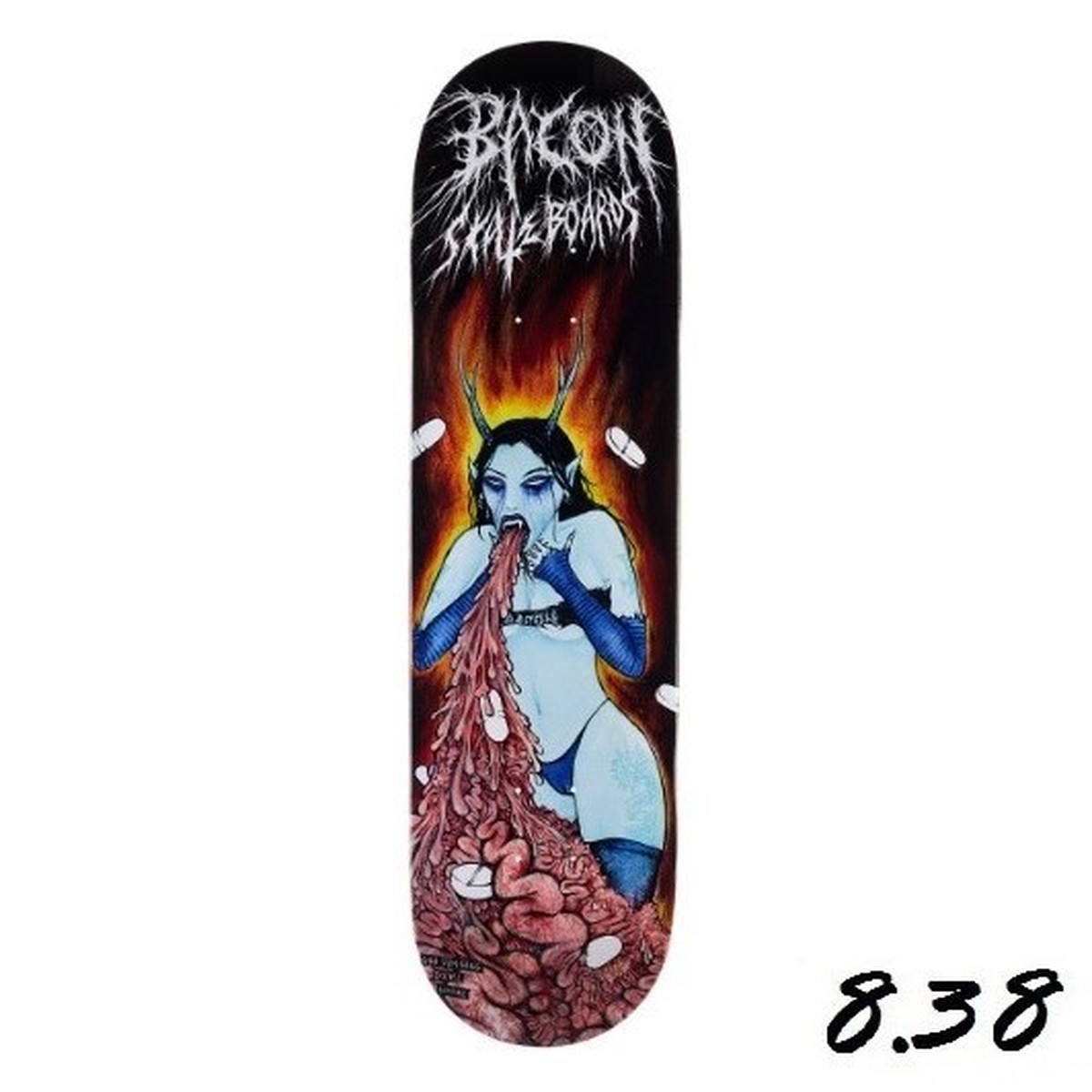 Bacon Skateboards Gut Vomiting Devil Deck 8 38 X 31 875インチ ベーコン スケートボード ガット ボミティング デビル デッキ Pretzels Skateboard And Culture