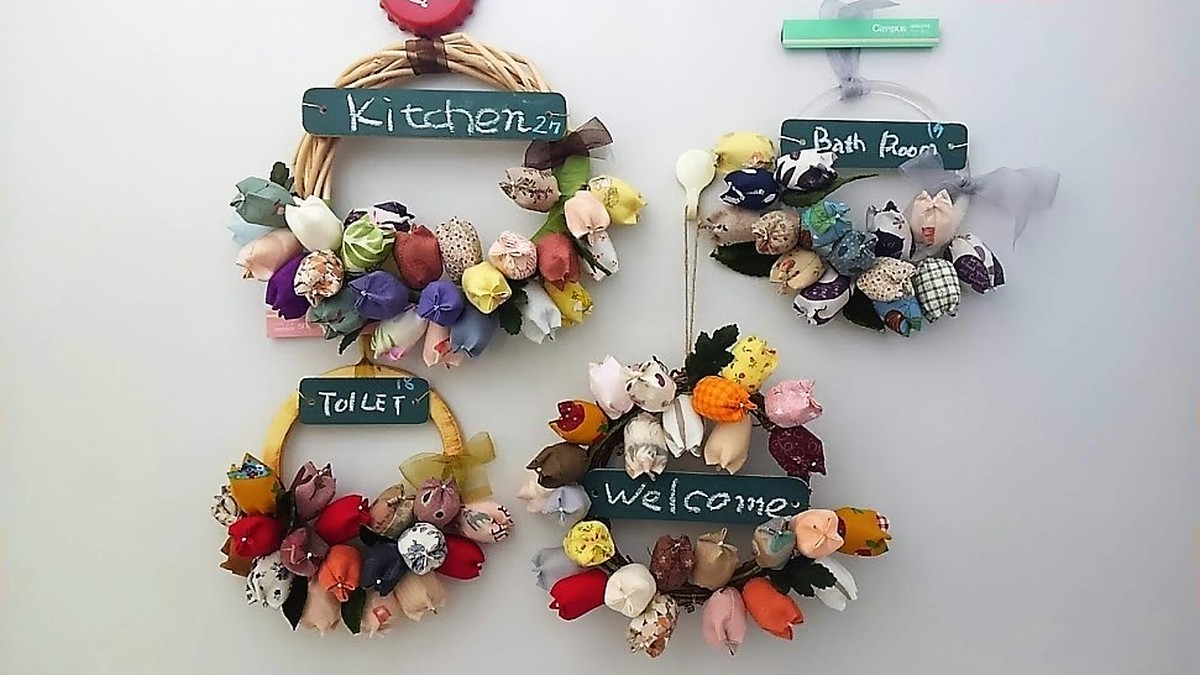 手づくりキット Welcomeリース チューリップ 布遊びポプリン パッチワークの部屋