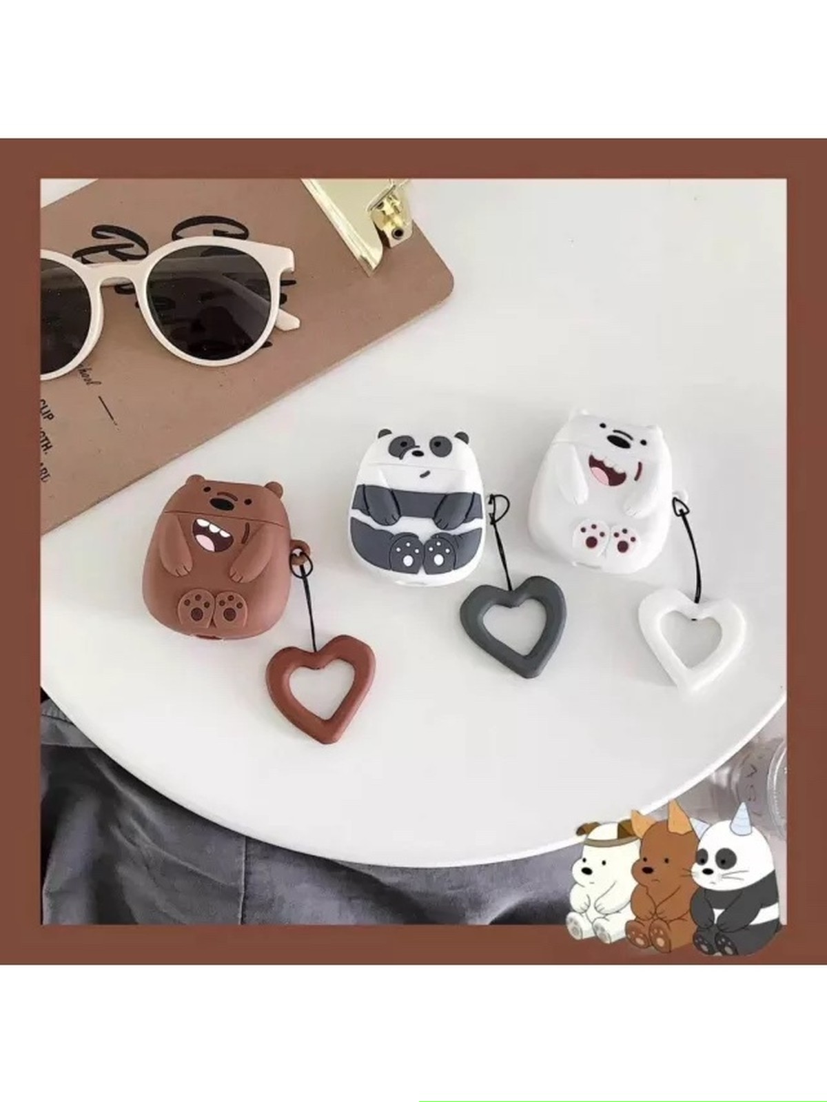 シロクマ クマ パンダ Airpods カバー ケース Beach15love