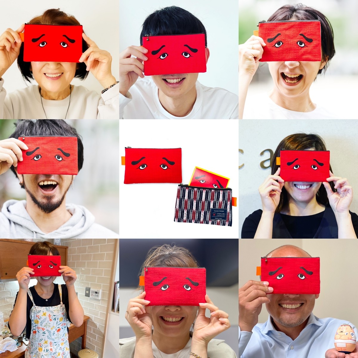 にわかせんぺいポーチ 博多名菓 東雲堂 Takumi Collction コラボ タクミコレクション 久留米絣の生活雑貨 贈り物 洋服