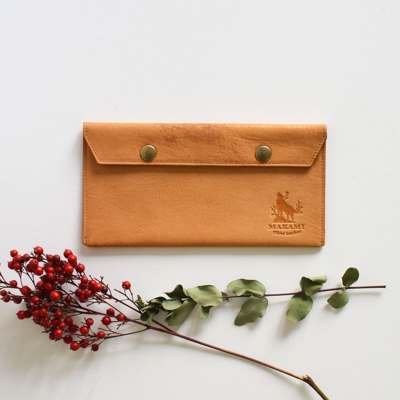封筒型のスマートなお札ポーチ 樹皮 Makami