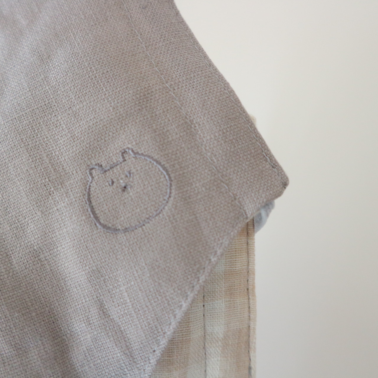 つみきの顎までマスク/リネン刺繍