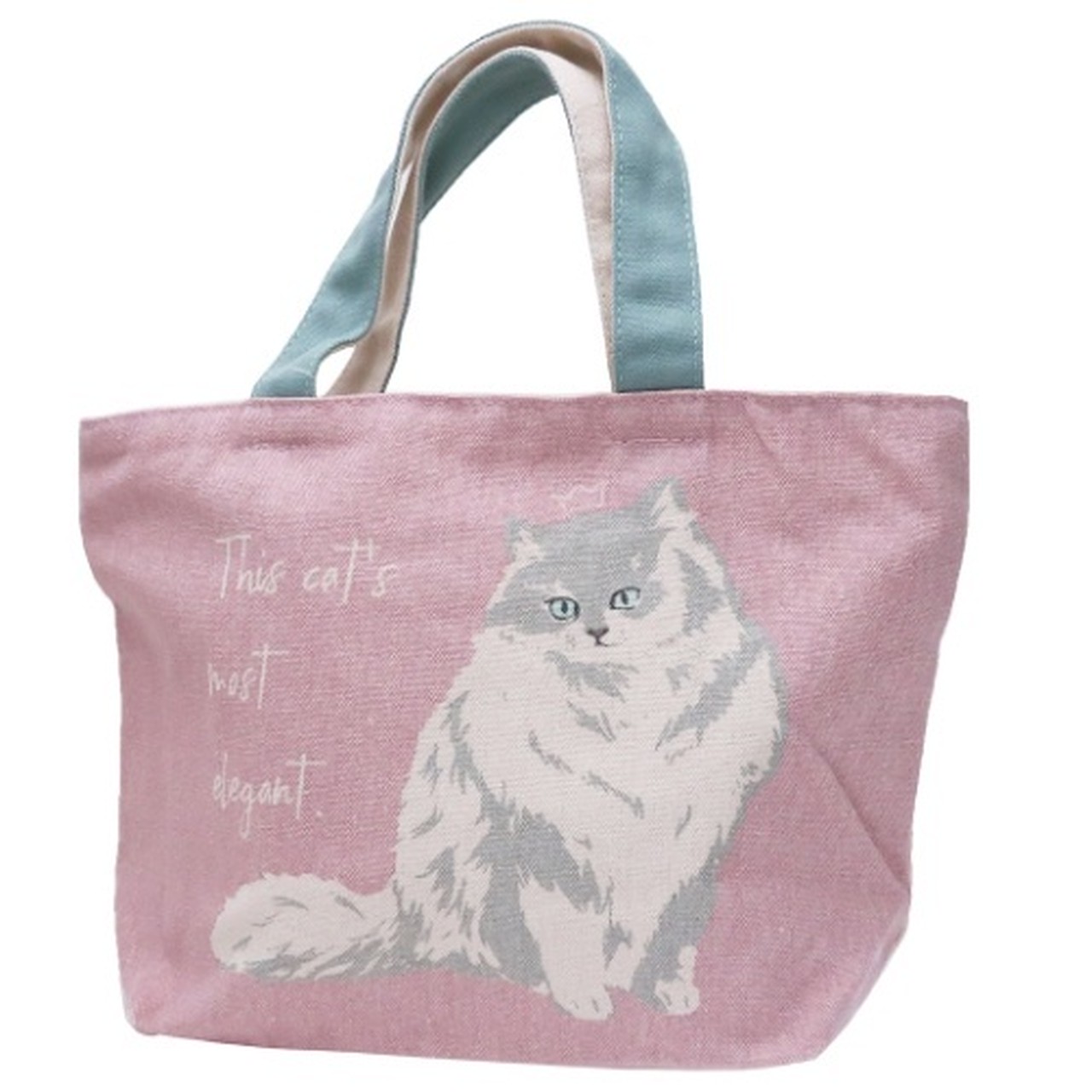 Nyanだらけ 天ファスナー付きミニトートバッグ ペルシャ猫 いんかんと猫雑貨のお店 れいにゃん堂