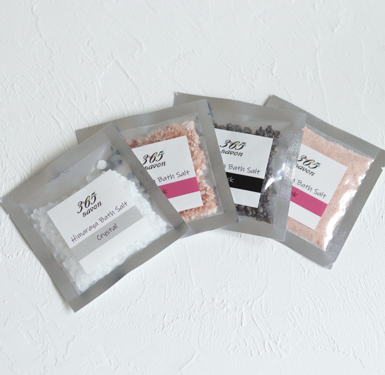 入浴剤 バスソルト ヒマラヤ岩塩4種 1回使い切りサイズ アロマと手作り石けんのお店 Luanaleaf