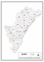 P3宮崎県 市町村名 K Miyazaki P3 楽地図 日本全国の白地図ショップ