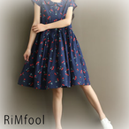 森ガール ワンピース 夏ワンピース レディース 半袖 セーラー襟可愛いリボン付きワンピース 3 Rimfool