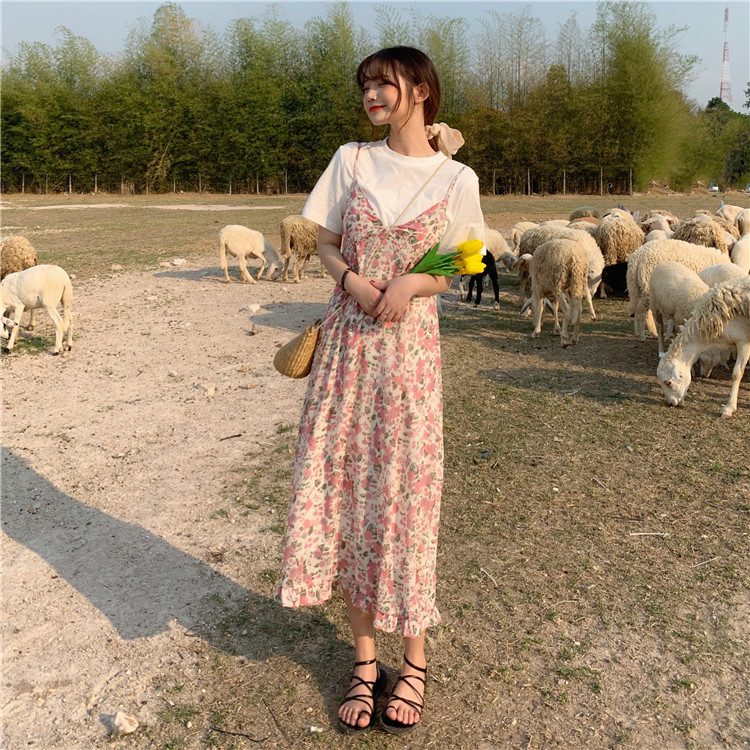 ss 花柄フレアワンピース Ins 596 Ins Fashion ファッション専門店 可愛い 安心 素敵な商品を多数ご用意