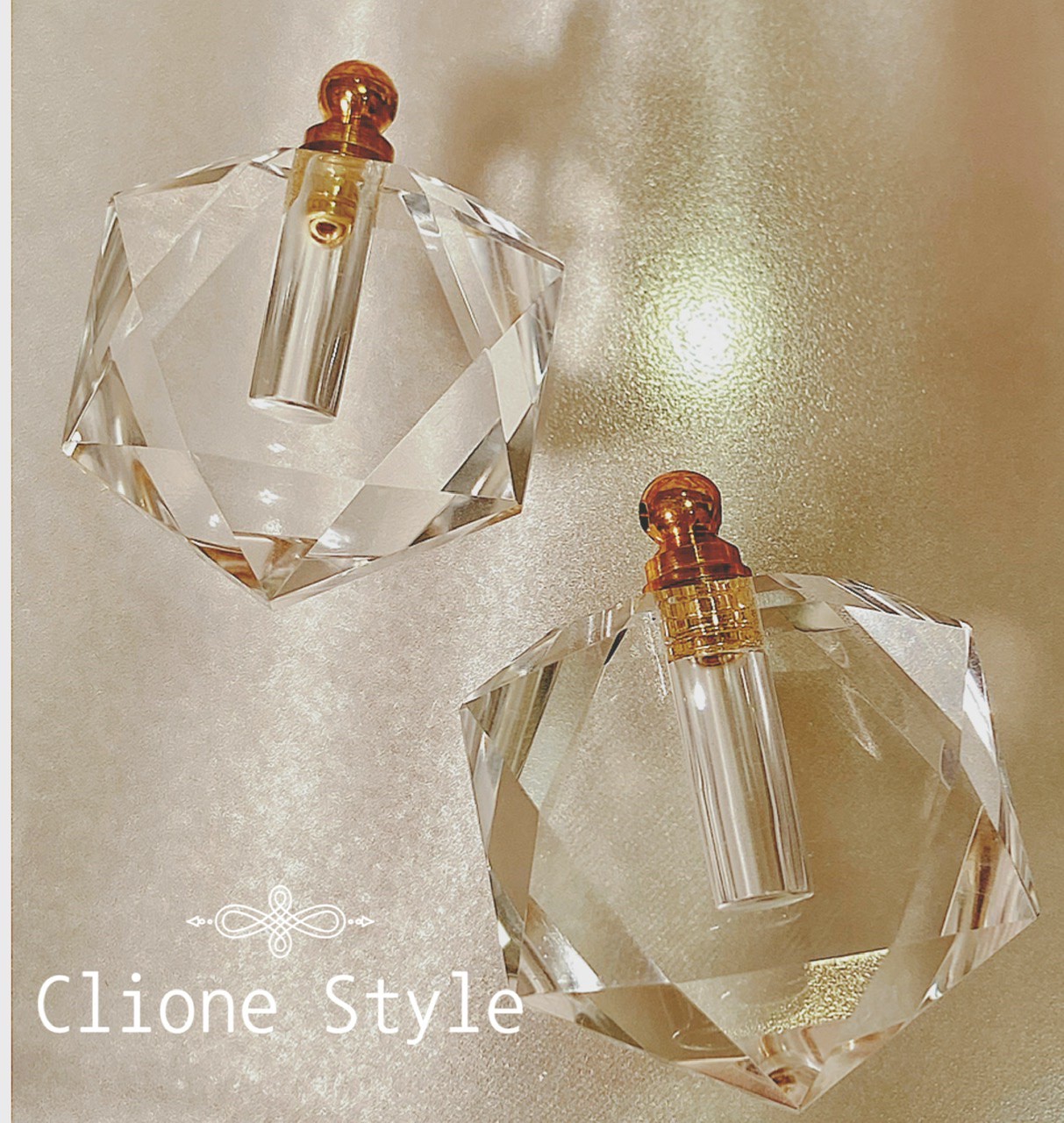 天然石香水瓶 水晶ヘキサゴン Clione Style 部屋に飾る宝石
