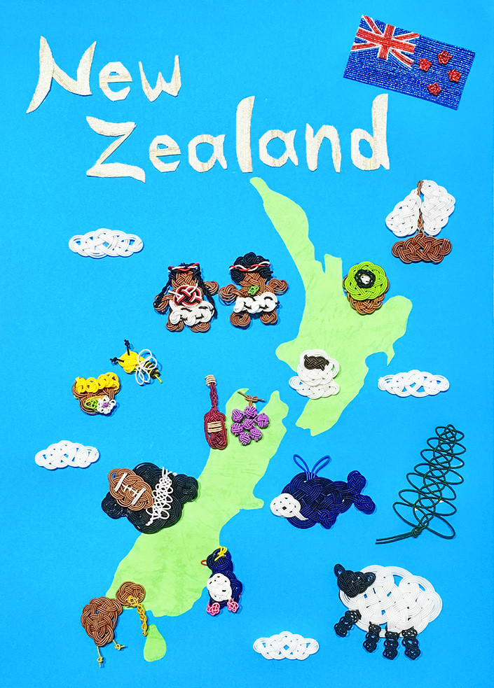 店舗展示用 水引アートフレーム 水引ニュージーランドマップ を制作しました 紙単衣 Kamihitoe 水引アクセサリーと雑貨のお店