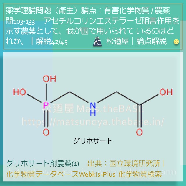 松廼屋｜論点解説 薬剤師国家試験対策ノート問103133【衛生】論点：有害化学物質 / 農薬2 松廼屋