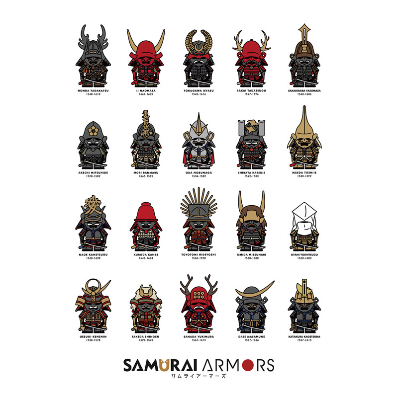 オリジナル戦国武将の甲冑キャラクターtシャツ 大特価 海外へのお土産にもぴったり サムライ東京