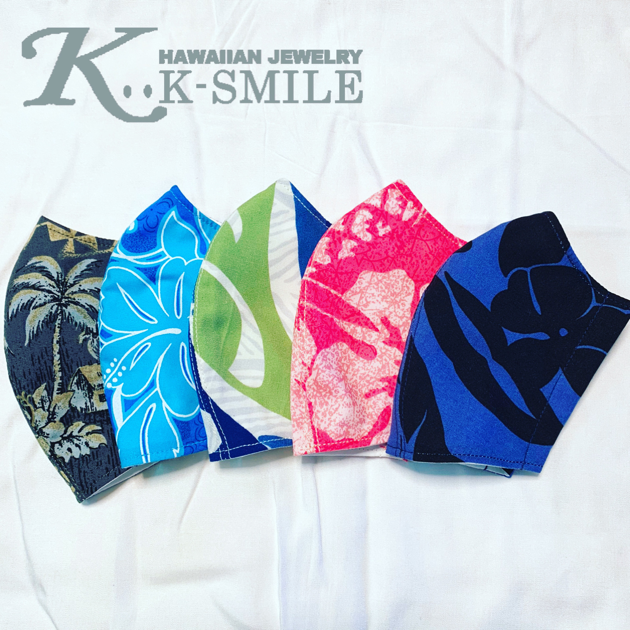 手作り ハワイアン柄 布マスク K Smile 手作り ハワイアン柄 布マスク K Smile