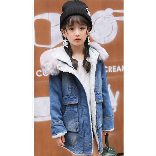おしゃれキッズ必見 大人気 韓国子供服 デニムコート 裹ボア 女の子 キッズ ロングデニムコート Chelsea Ny