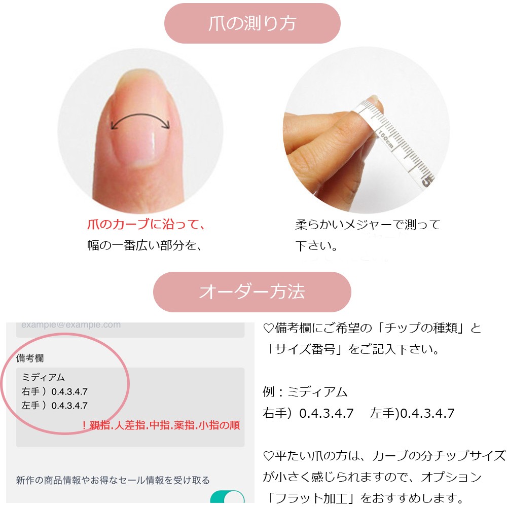 チップ種類とサイズの選び方 Dressy N ネイルチップ つけ爪 専門店