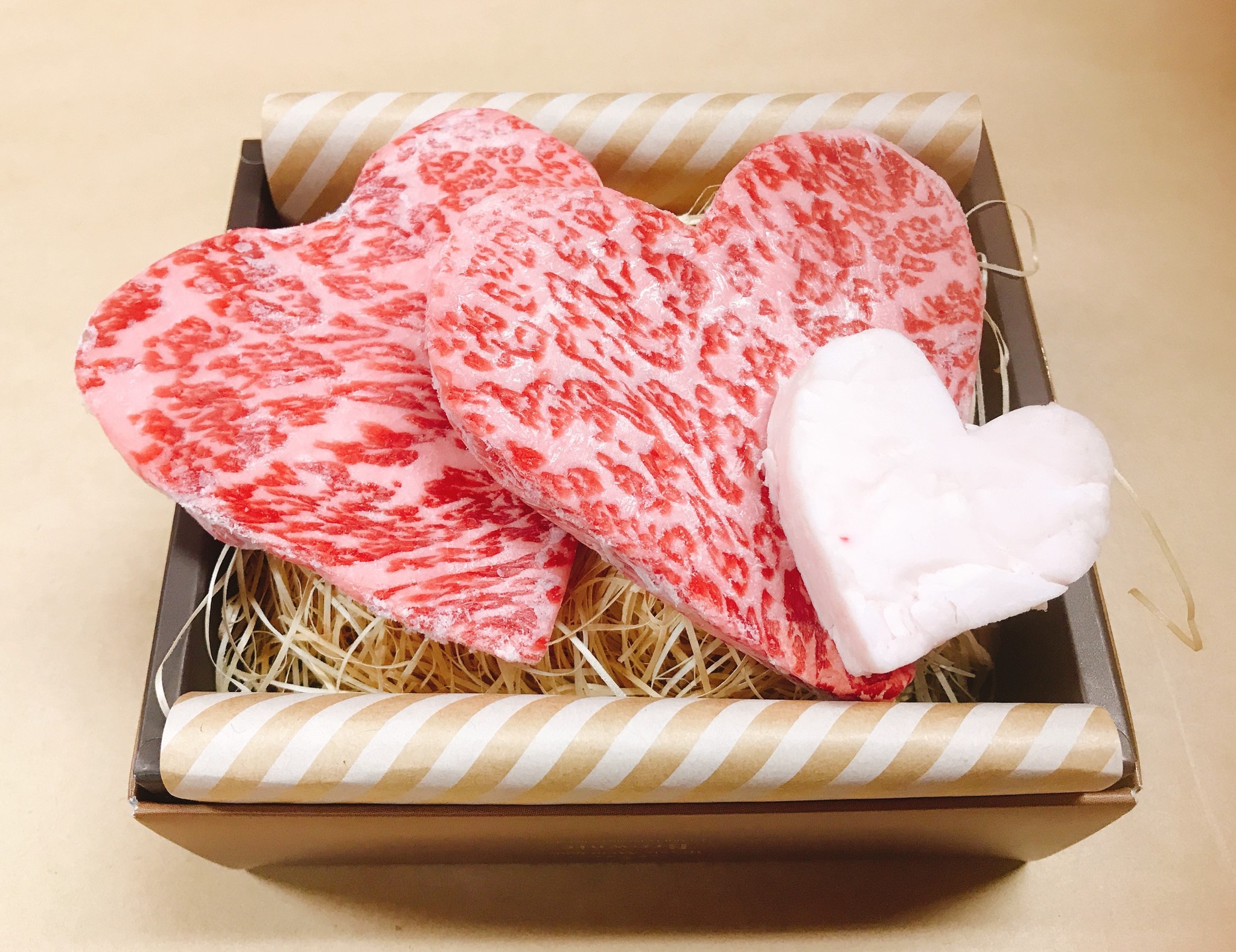 可愛いハート型ステーキ ミートプラザニシジマ