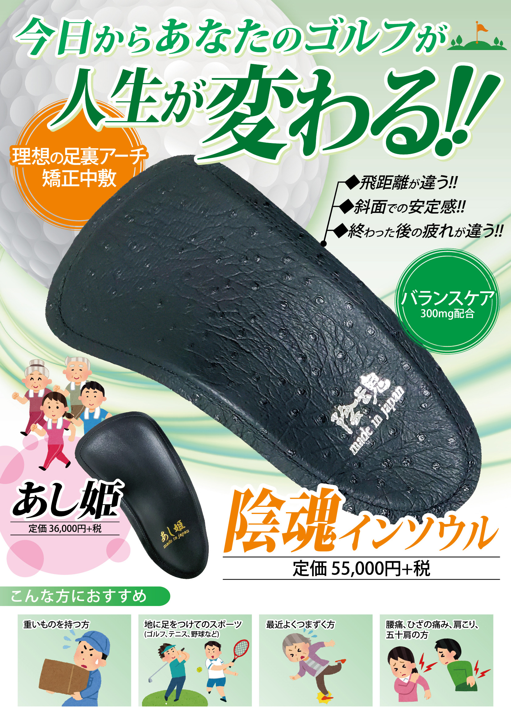 今日からあなたのゴルフが 人生が 変わる陰魂 インソウル という名のインソール Young Care1
